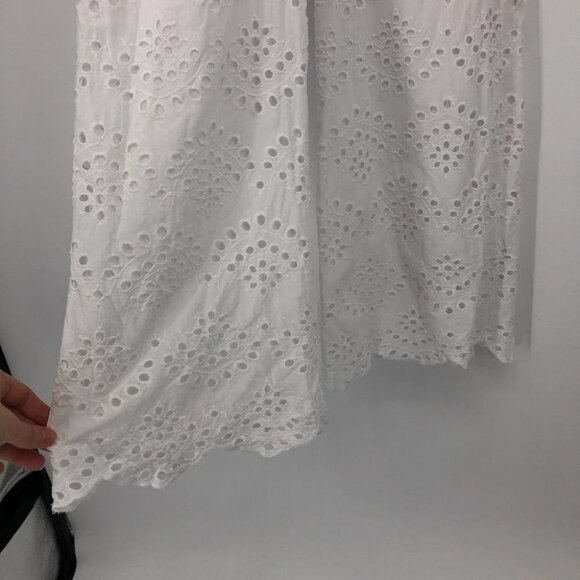 TopShop Broderie Anglaise white ruffle jumpsuit waist tie laser cutout floral 4 - Picture 11 of 16